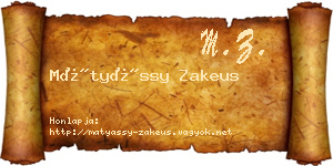 Mátyássy Zakeus névjegykártya